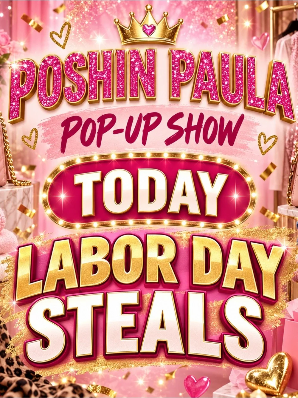 Pop-Up Show Labor Day Poster - Pink & Gold